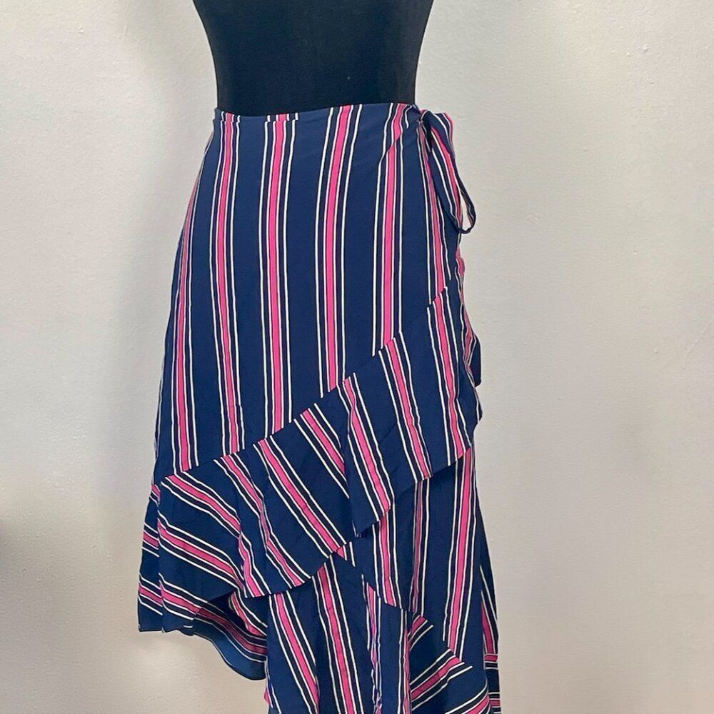 Navy Striped Tie-Waist Skirt - Classic & Chic